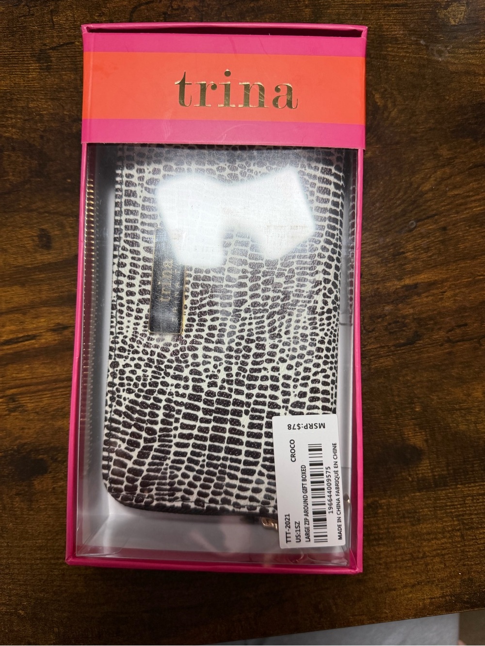 Trina Turk Embossed Zip Around Wallet. NWT